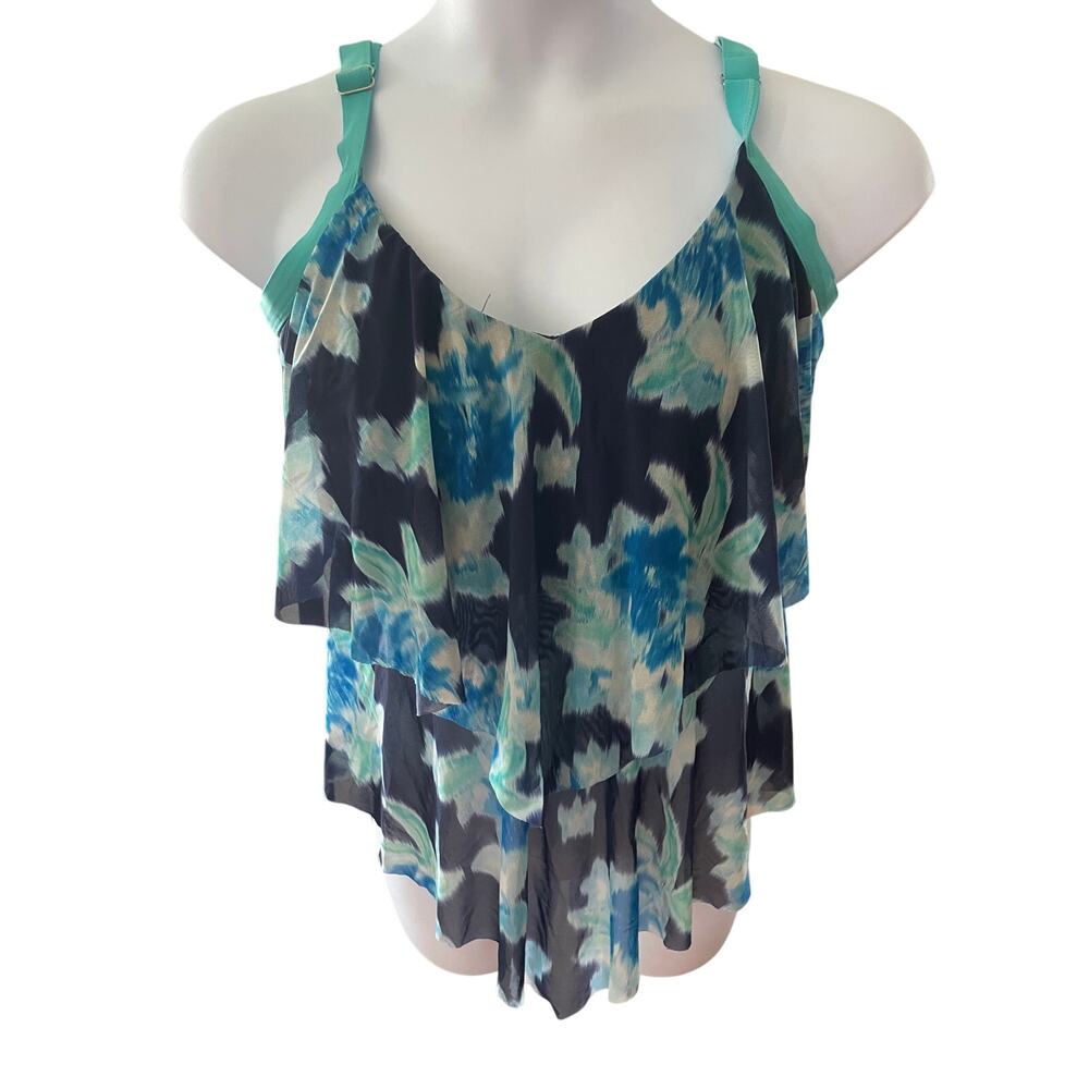 BEACH HOUSE, SIZE 18W, SWIM TOP, NAVY TIE DYE